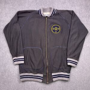 vintage left field sportswear bomber jacket gray full-zip long sleeve usa men xl